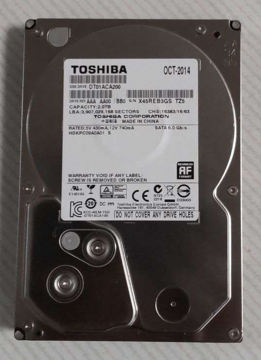 DIGA 2TB増量修理交換用HDD DMR-BRT, BWT, BZT各品番用(0時間、未使用、正常、東芝製) DIGA 2TB増量修理交換用HDD DMR-BRT, BWT, BZT各品番用(0時間、未使用、正常、東芝製)