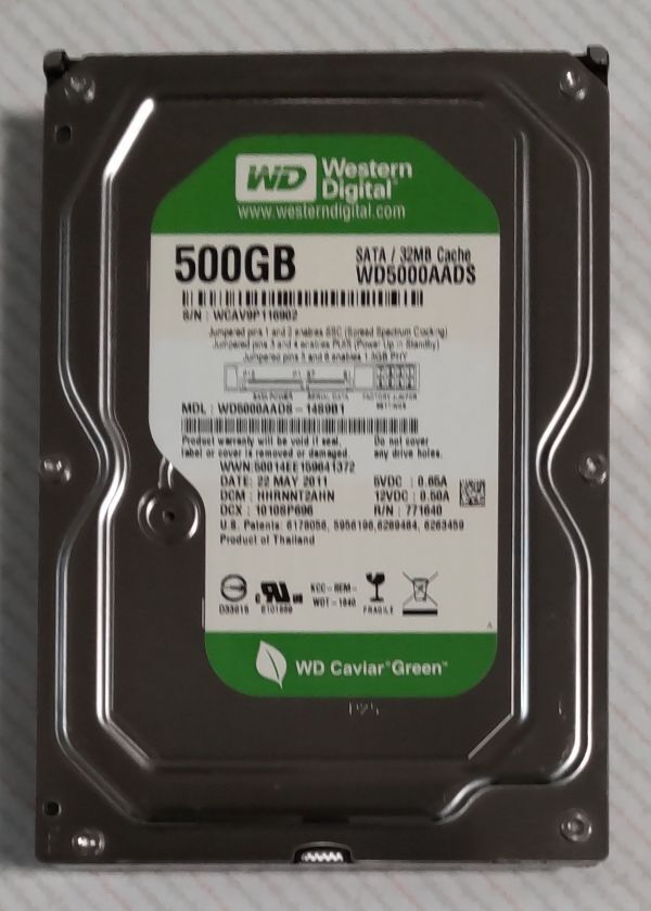 DIGA 500GB修理交換用HDD DMR-BRT, BWT, BZT各品番用(未使用、0時間、正常、WD-Green、AVコマンド対応) DIGA 500GB修理交換用HDD DMR-BRT, BWT, BZT各品番用(未使用、0時間、正常、WD-Green、AVコマンド対応)
