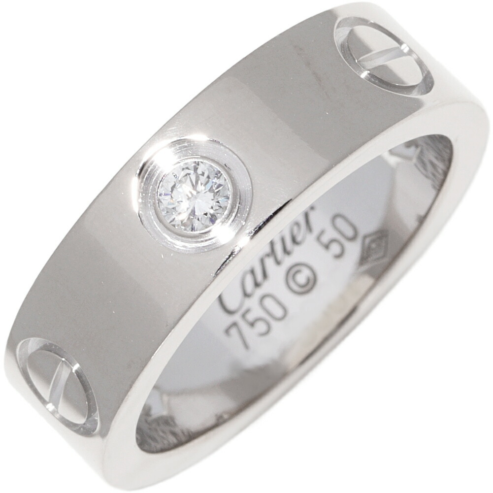カルティエ 指輪 K18WG ダイヤ3P(0.22ct) ラブリング ハーフダイヤ B40325
