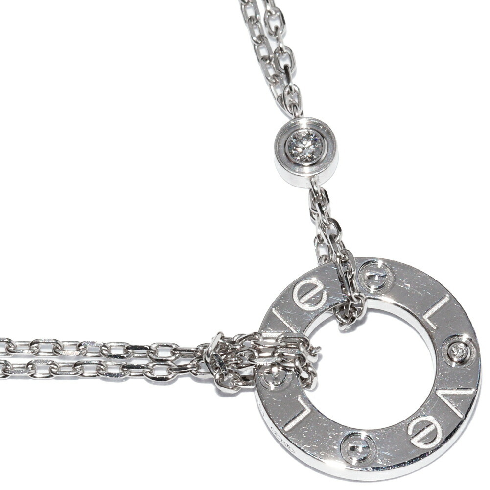 カルティエ ペンダントネックレス K18WG ダイヤ2P(0.03ct) ラブサークル ペンダントネックレス B72194