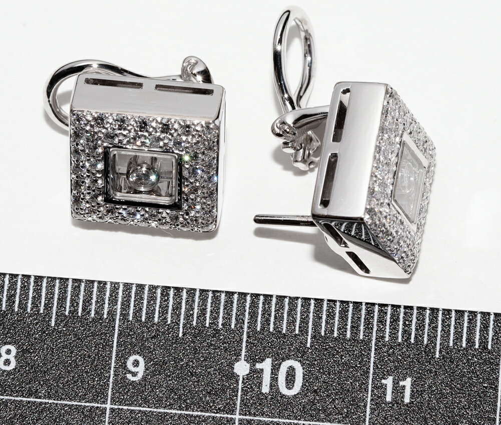 ショパール ピアス K18WG ムービングダイヤ2P(0.11ct) ダイヤ0.71ct ハッピーダイヤモンド ピアス 84/2618-20