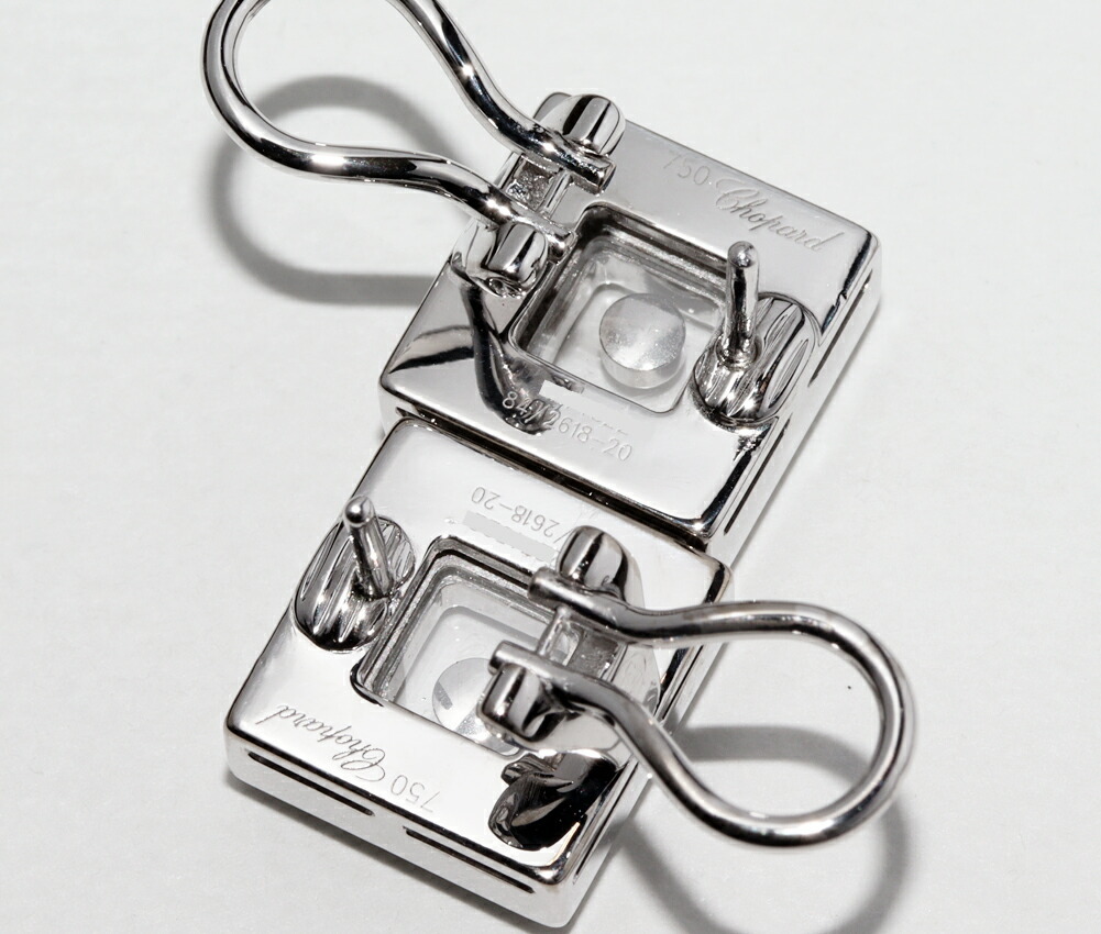 ショパール ピアス K18WG ムービングダイヤ2P(0.11ct) ダイヤ0.71ct ハッピーダイヤモンド ピアス 84/2618-20
