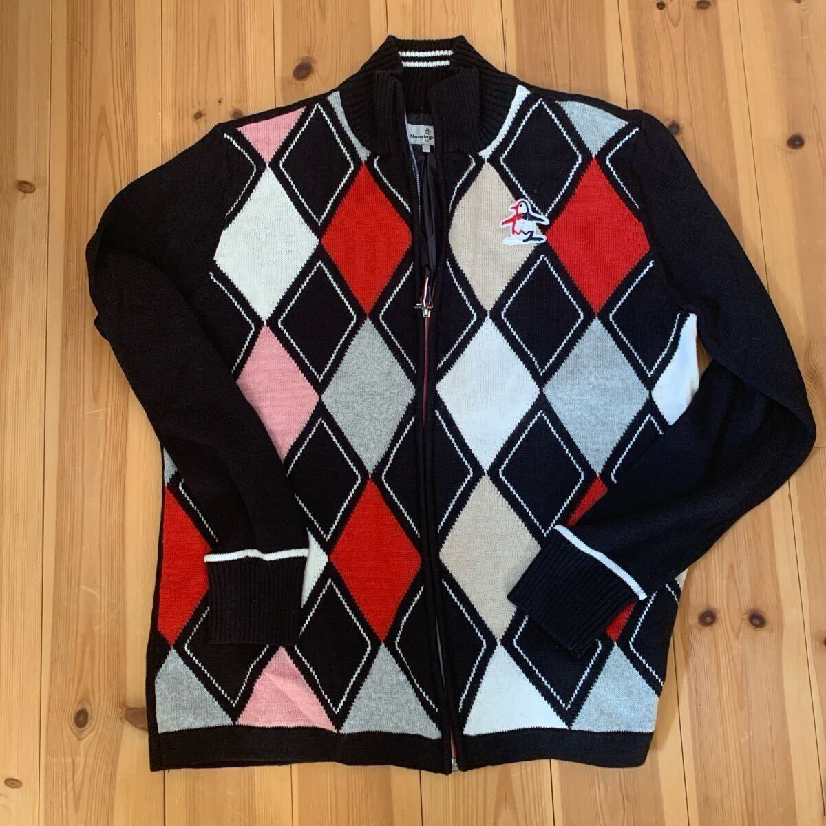 Ｙ44 Munsingwear ダイヤモンド柄カーディガン LLサイズ ニットジャケット