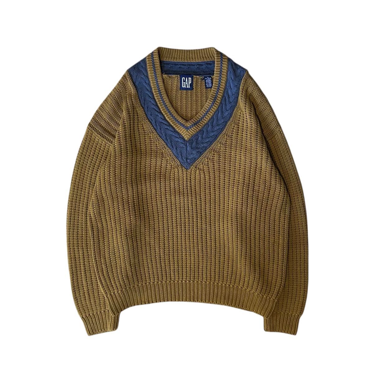90's OLD GAP オールドギャップ チルデンニット コットン XL 90's OLD GAP オールドギャップ チルデンニット コットン XL