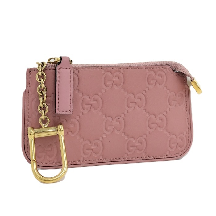 GUCCI ピンクレザーコインケース Yahoo!オークション - GUCCI キーリング付き コインケース