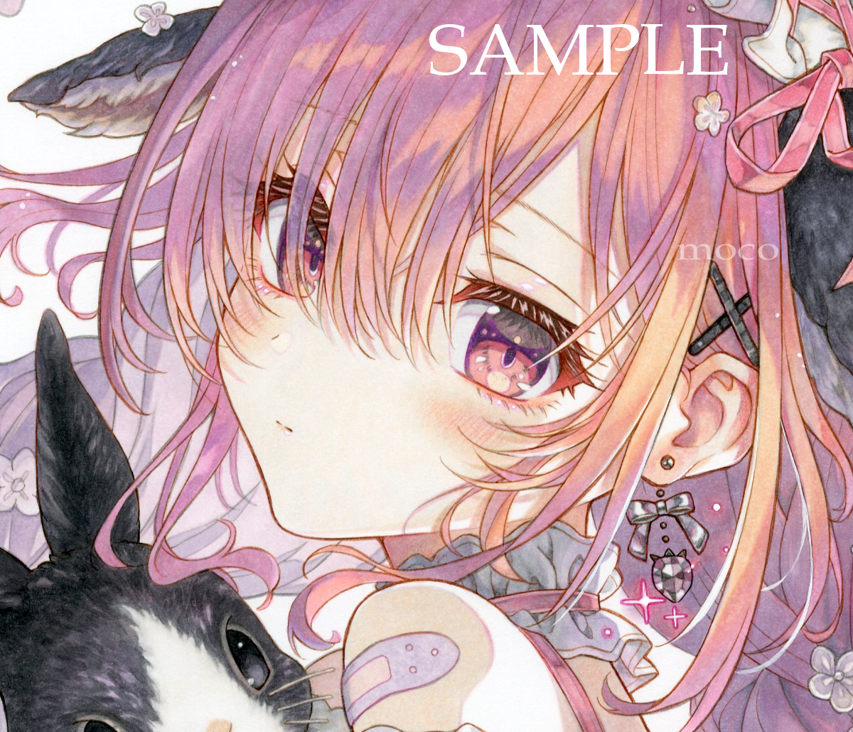 moco 手描きイラスト 「Sweet Rabbit」/オリジナル/大色紙27.3 moco 手描きイラスト 「Sweet Rabbit」/オリジナル/大色紙27.3