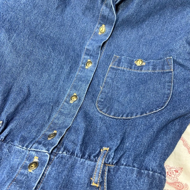 USA古着 80s～90s USA製 HANG TEN ロング丈 デニムワンピース コート 9/10 オールド ヴィンテージ ハンテン マキシ丈 秋冬春 ★258_画像4