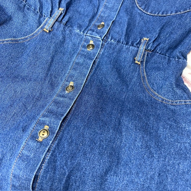 USA古着 80s～90s USA製 HANG TEN ロング丈 デニムワンピース コート 9/10 オールド ヴィンテージ ハンテン マキシ丈 秋冬春 ★258_画像5