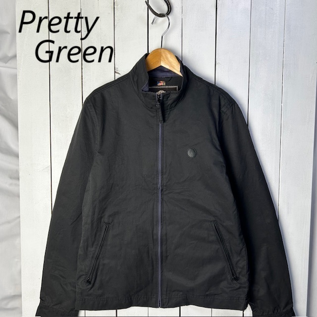 Pretty Green 薄手ジップブルゾン 3 墨黒 S~M oasis リアムギャラガー モッズ プリティーグリーン 春秋 ライトアウター ●162