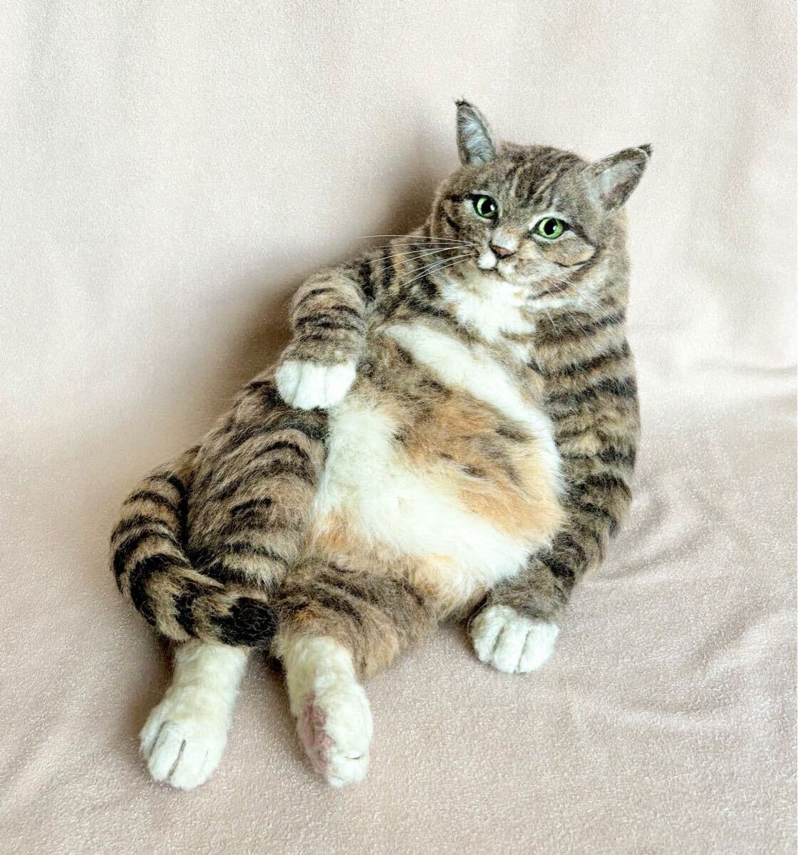 ぽっちゃり猫 ぽっちゃり キジ白 キジ白猫 ぬいぐるみ 羊毛 ぽっちゃり猫 ぽっちゃり キジ白 キジ白猫 ぬいぐるみ 羊毛