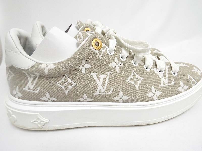 美品 Louis Vuitton ルイヴィトン タイムアウト スニーカー 1AC29G モノグラム デニム レディース 39 1/2