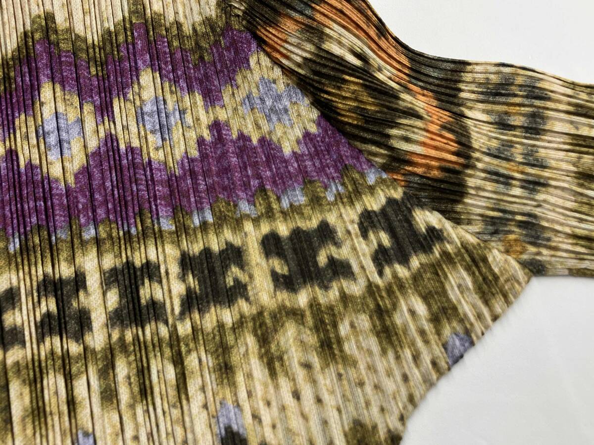 PLEATS PLEASE ISSEY MIYAKE ジップアップカットソー プリーツプリーズ イッセイミヤケ 総柄 フルジップ カーディガン 長(zhǎng)袖 サイズ3