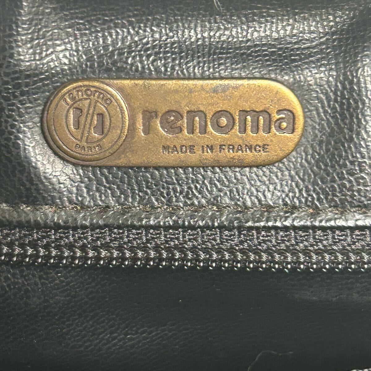 フランス製 renoma レノマ メンズ レディース ショルダーバッグ メッセンジャーバッグ 黒色 ブラック レザー ヴィンテージ 高級 ブランド