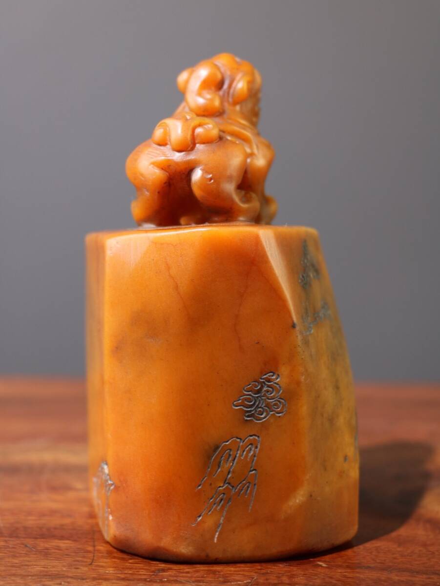 館蔵珍品 寿山石 田黄石 細密彫 瑞獣印章』置物 賞物 貴重物品