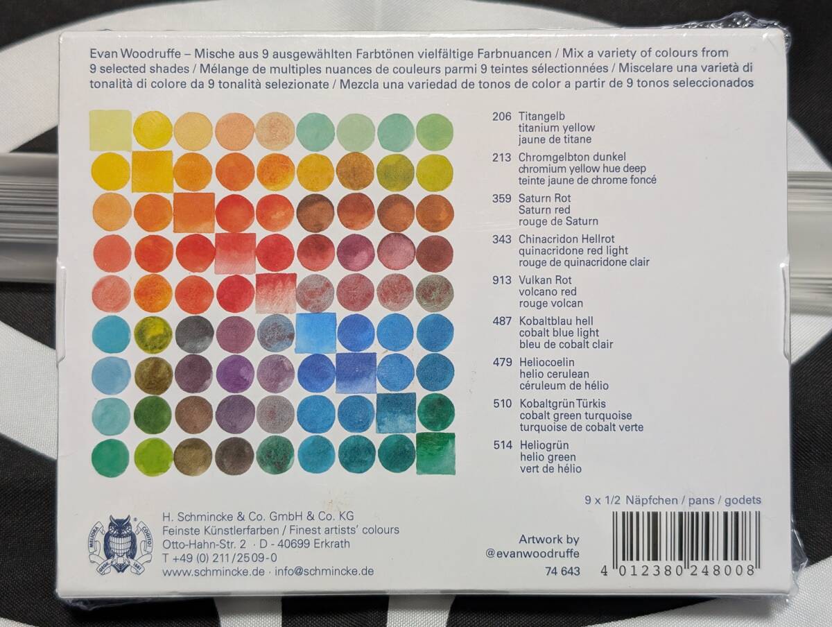 シュミンケ ホラダム 透明水彩絵具 9色ハーフパンセット Schmincke Horadam AQUARELL Exceptional Colors Set_画像2