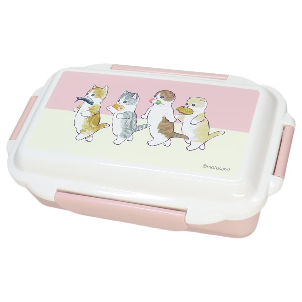 モフサンド お弁当箱 ランチボックス 花より団子にゃん 新入学 mofusand 東亜金属 1段 4点ロック 電子レンジ 食洗機対_画像1