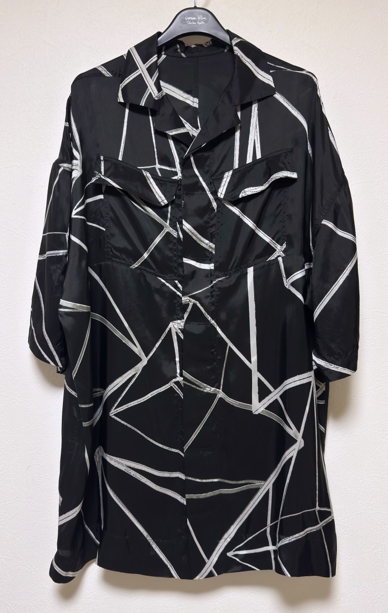 リックオウエンス 半袖シャツ Magnum Tommy Shirt 22ss RU01B1298-JP1 メンズ RICK OWENS　マグナムトミーシャツ　シアー　総柄　キュプラ