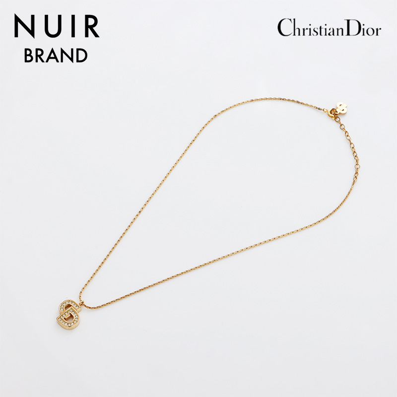  Christian Dior Christian Dior колье стразы CD Logo Vintage Gold 