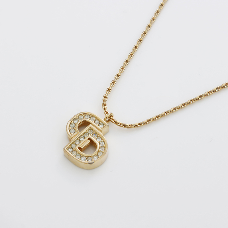  Christian Dior Christian Dior колье стразы CD Logo Vintage Gold 