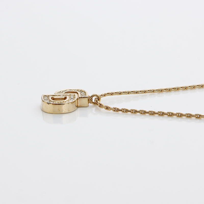  Christian Dior Christian Dior колье стразы CD Logo Vintage Gold 