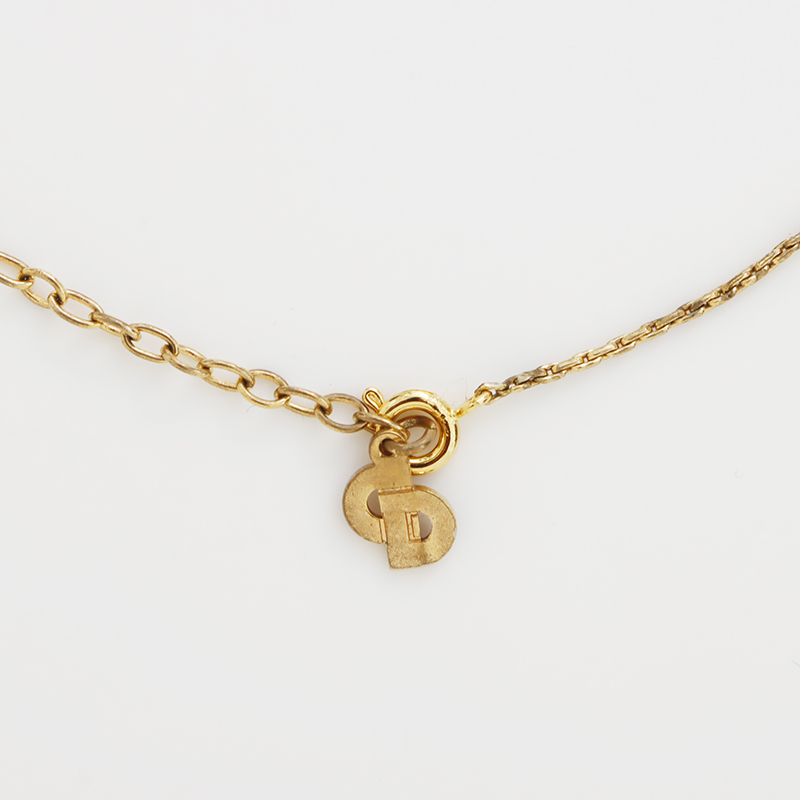  Christian Dior Christian Dior колье стразы CD Logo Vintage Gold 