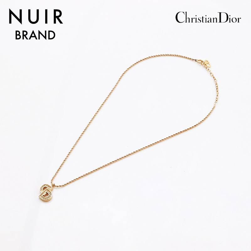  Christian Dior Christian Dior колье Vintage CD Logo стразы Gold 