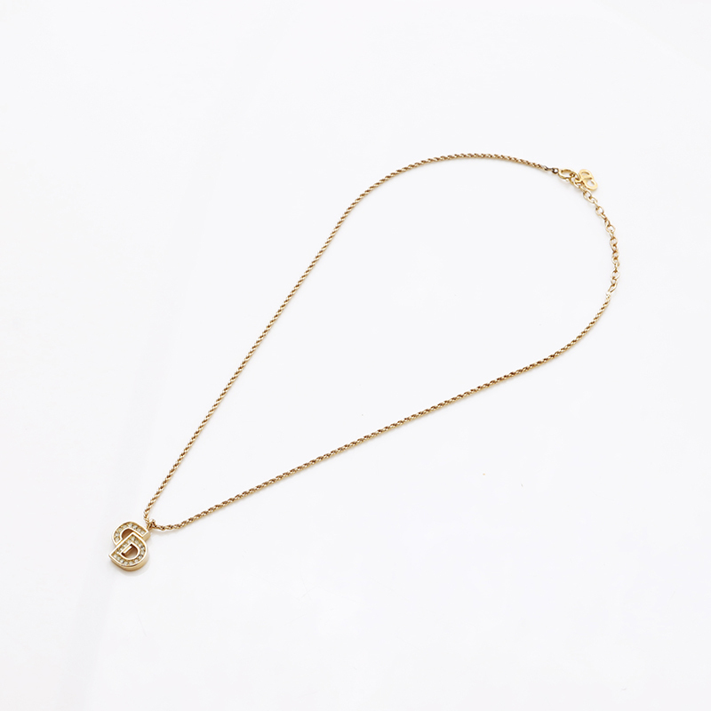  Christian Dior Christian Dior колье Vintage CD Logo стразы Gold 
