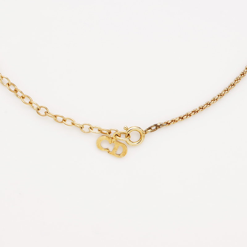  Christian Dior Christian Dior колье Vintage CD Logo стразы Gold 