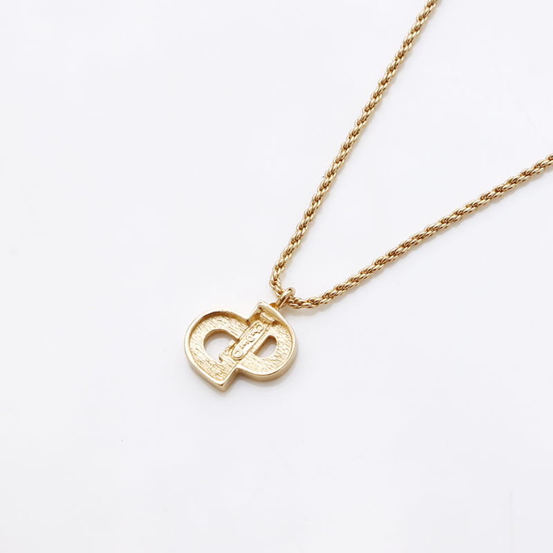  Christian Dior Christian Dior колье Vintage CD Logo стразы Gold 