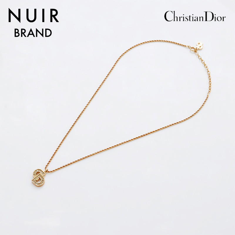  Christian Dior Christian Dior колье CD Logo стразы Gold 