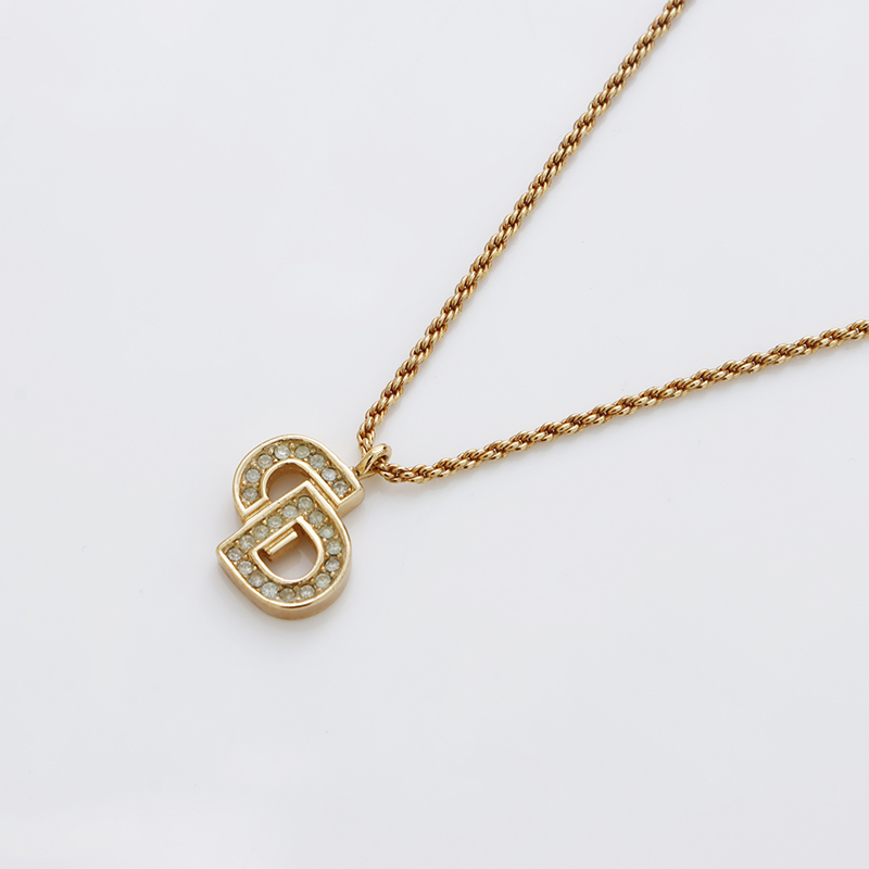  Christian Dior Christian Dior колье CD Logo стразы Gold 