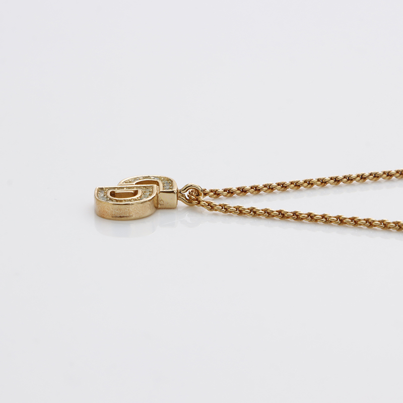  Christian Dior Christian Dior колье CD Logo стразы Gold 