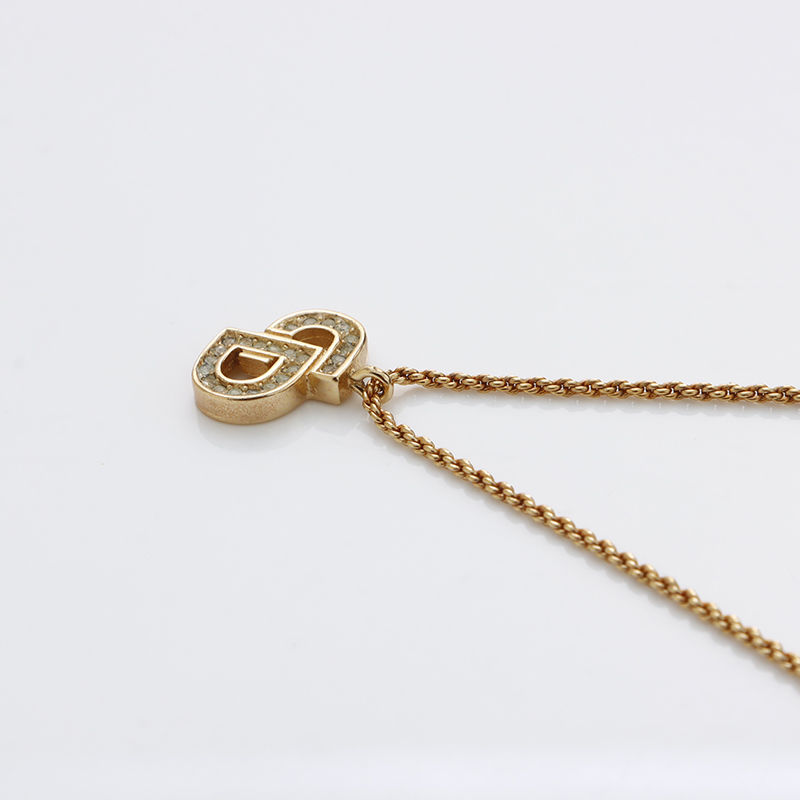  Christian Dior Christian Dior колье CD Logo стразы Gold 