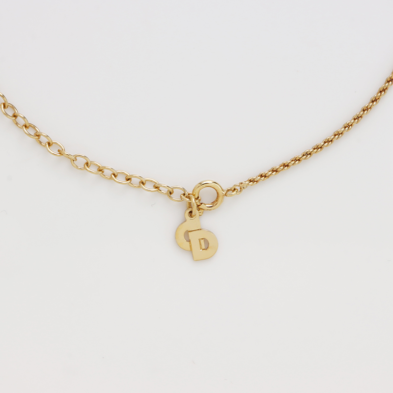  Christian Dior Christian Dior колье CD Logo стразы Gold 