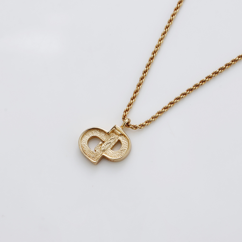  Christian Dior Christian Dior колье CD Logo стразы Gold 