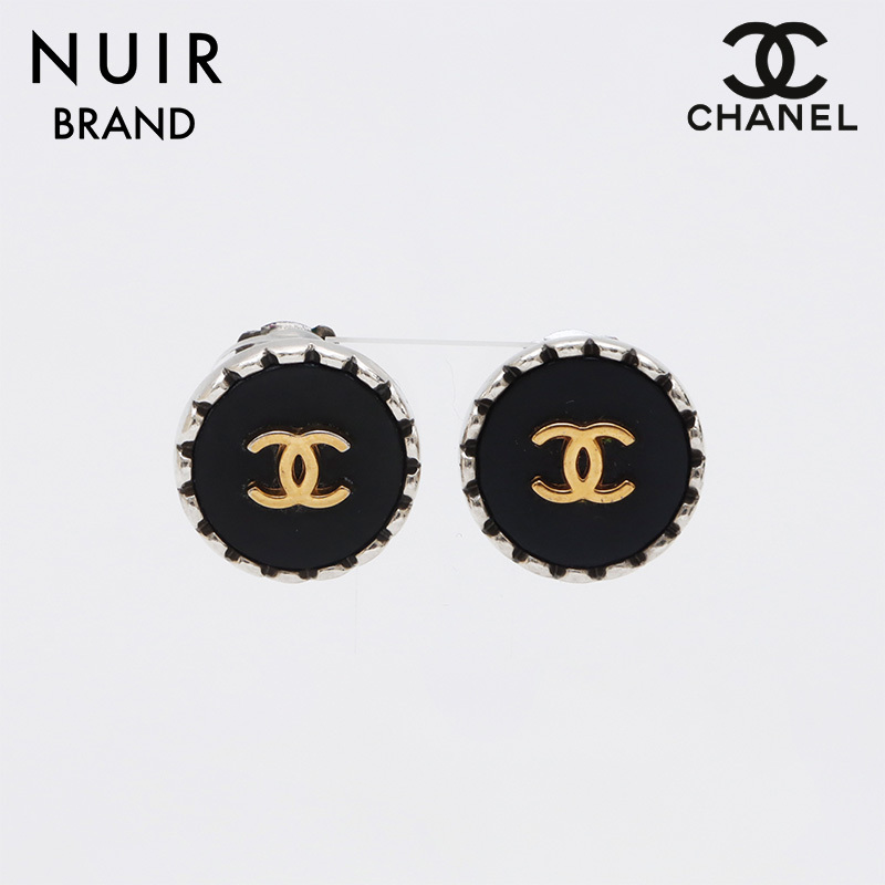 シャネル CHANEL イヤリング 96A 1996 ココマーク ラウンド シルバー ブラック