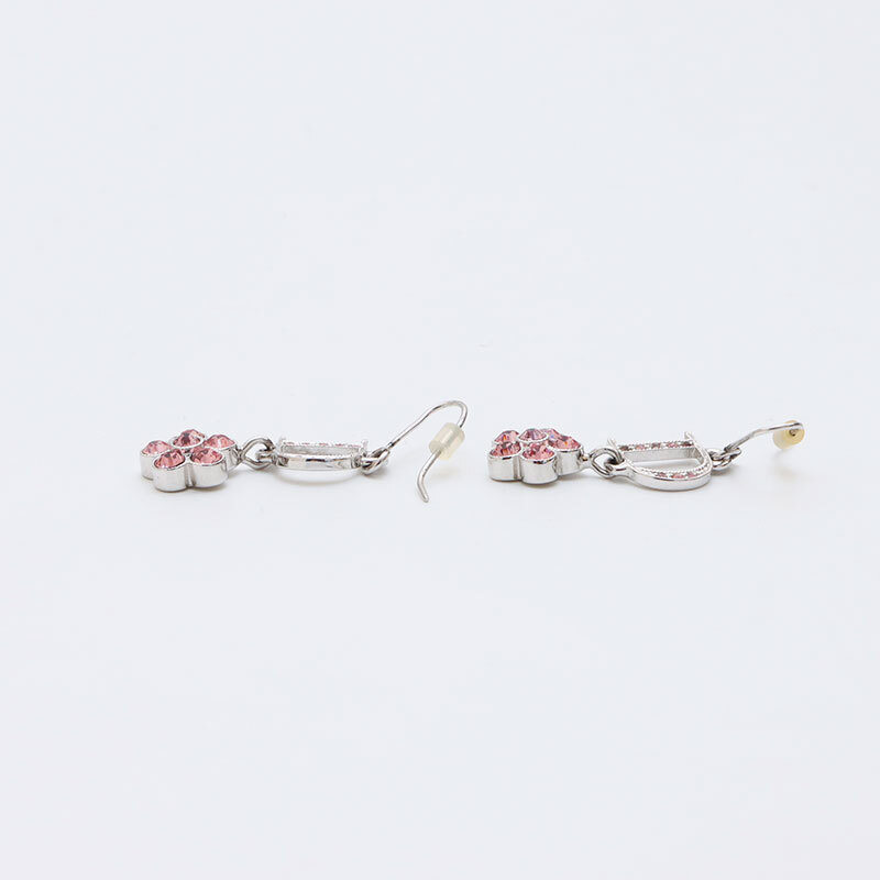 クリスチャンディオール Christian Dior ピアス ロゴ フラワー ラインストーン シルバー