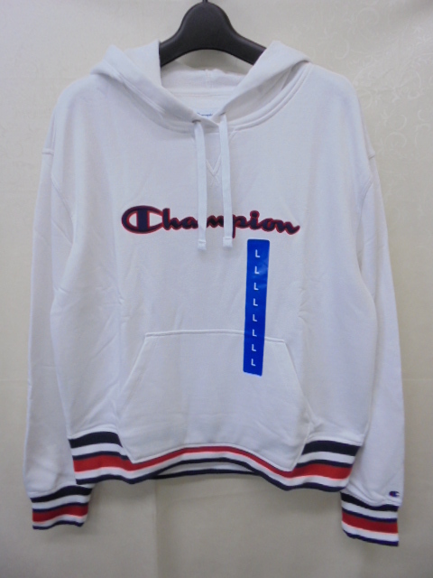 【KCM】GLF-213-L★新品・タグ付★【Champion/チャンピオン】レディース ロゴ プルオーバー ホワイト L フーディー フレンチテリー_画像1