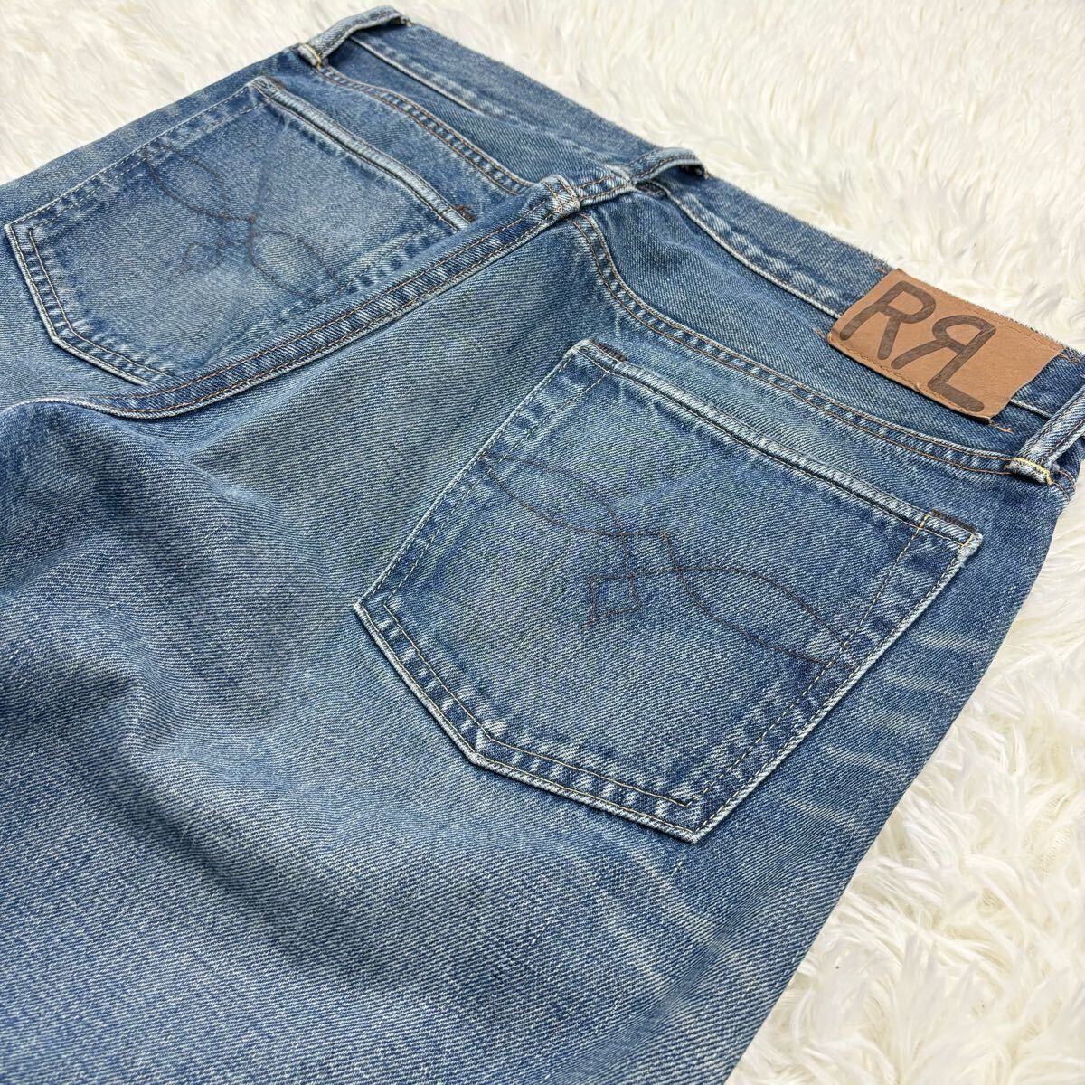 RRL ダブルアールエル ウォッシュブルー ストレートデニムパンツ W31 RRL ダブルアールエル ウォッシュブルー ストレートデニムパンツ W31