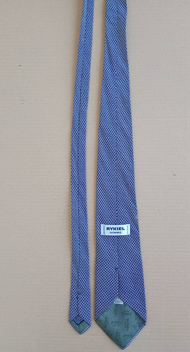 中古／RYKIEL HOMME ブランドネクタイ シルク100% 剣先約9cm MADE IN FRANCE/小紋 パターン ドット_画像4