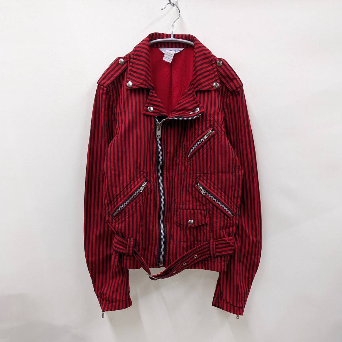 COMME des GARCONS SHIRT/コムデギャルソンシャツ/Stripe Double Riders Jacket/ダブルライダース/マルチポケット/フランス製