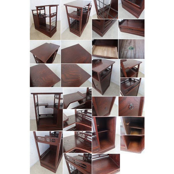 □P020□美品□欅材□ケヤキ材□指物工芸家具□茶箪笥□違い棚 □P020□美品□欅材□ケヤキ材□指物工芸家具□茶箪笥□違い棚
