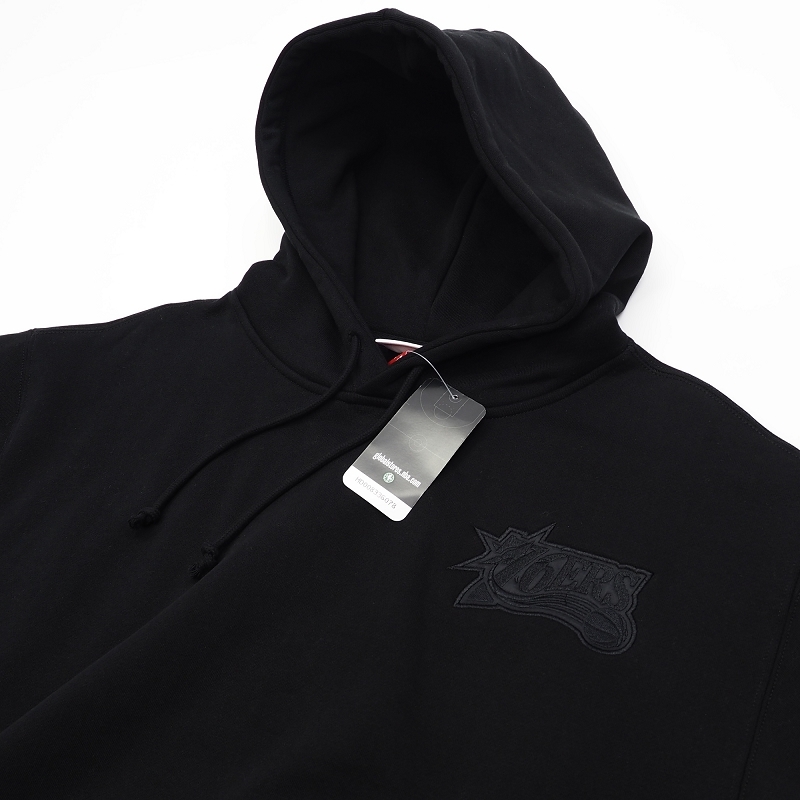 D0504SL 未使用品 Mitchell&Ness/フィラデルフィア 76ers パーカー 【サイズ：M】 ブラック NBA バスケットボール ミッチェルアンドネス _画像3