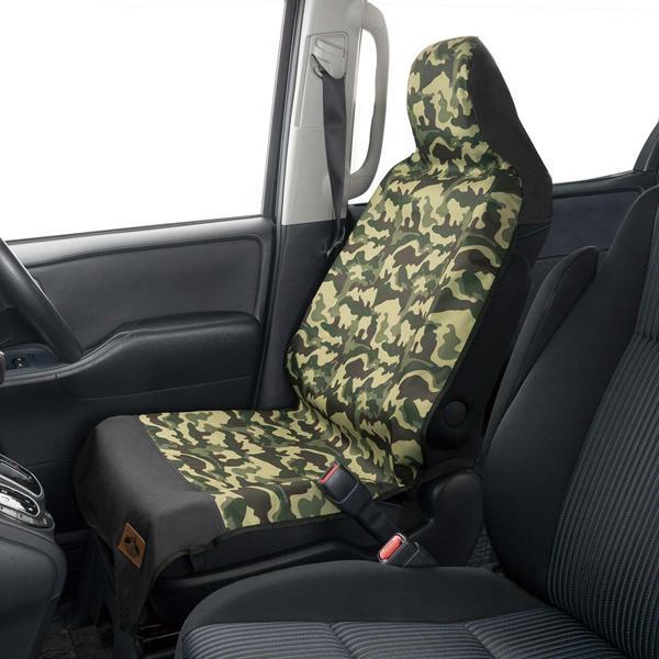 迷彩防水カバー 防水 シートカバー 車 汎用 前席 フロント 軽自動車 普通車 座席 2席 セット カモフラ グリーン 緑 ブラック 黒 412110_画像2
