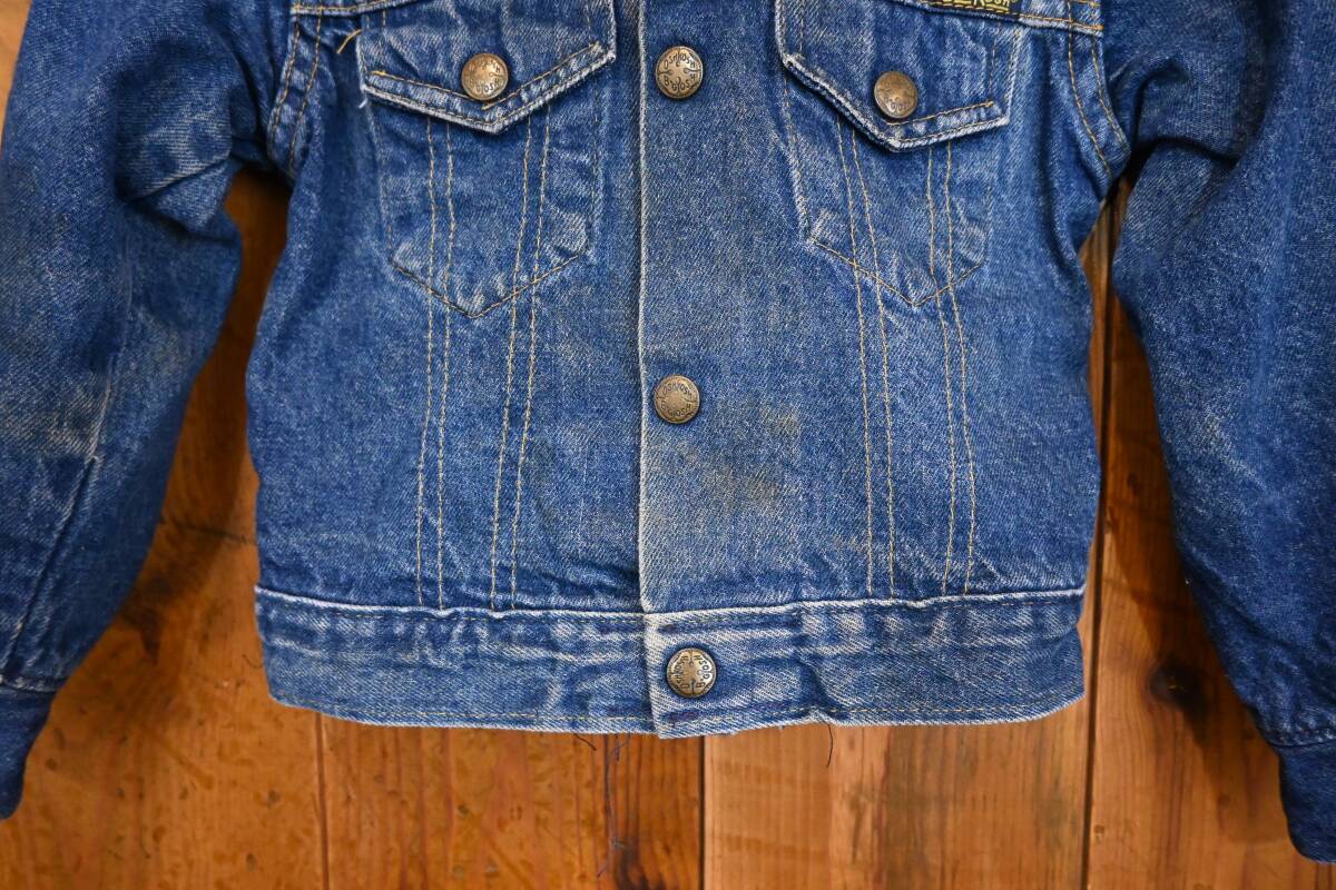 【キッズ】80s OshKosh オシュコシュ Gジャン 里地チェック USA制 ビンテージ OSHKOSH B'gosh デニムジャケット size4