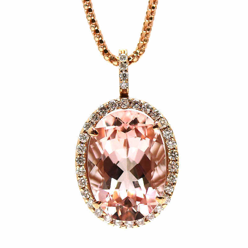 K18PG モルガナイトネックレス 5.37ct ダイヤモンド 0.28ct 18金 K18PG モルガナイトネックレス 5.37ct ダイヤモンド 0.28ct 18金