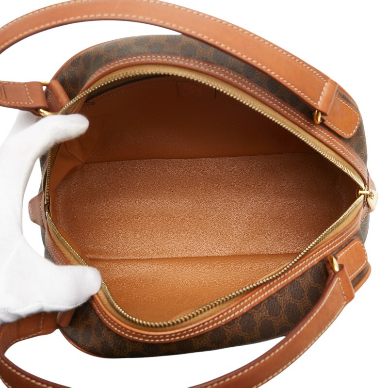 セリーヌ マカダム ハンドバッグ ブラウン PVC レザー レディース CELINE 【中古】