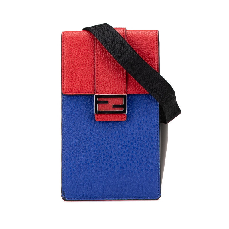 フェンディ ショルダーバッグ フォンホルダー 7AS120 レッド ブルー レザー レディース FENDI 【中古】