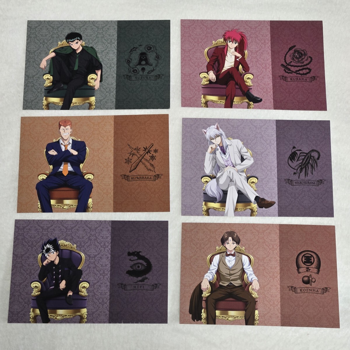 幽☆遊☆白書 幽遊白書 玉座ver. 購入特典 ポストカード 全6種 コンプリートセット 非売品 幽助 桑原 飛影 蔵馬 妖狐 コエンマ