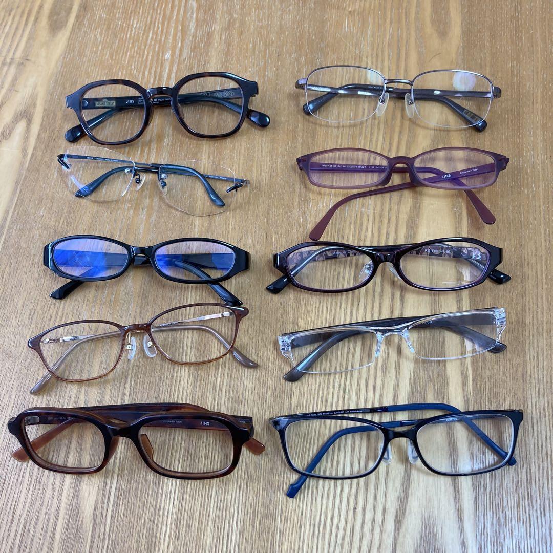 S5 眼鏡 メガネ まとめ セット 伊達 サングラス 老眼鏡 JINS ZOFF ジンズ ゾフ セサミストリート BIG BIRD ブラック メタル セルロイド